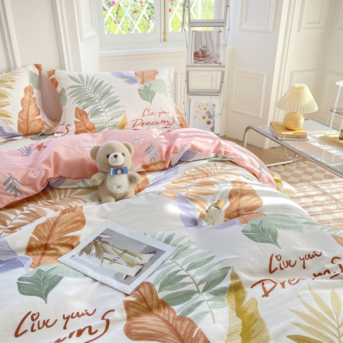 91家纺网 家纺一手货源 找家纺 绵庭 2022年秋冬12868全棉四件套 羽叶情