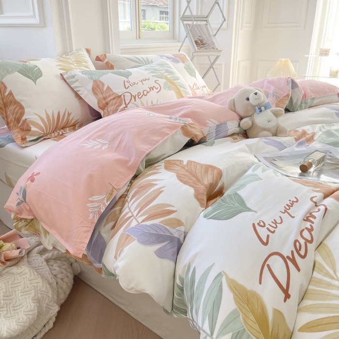 91家纺网 家纺一手货源 找家纺 绵庭 2022年秋冬12868全棉四件套 羽叶情