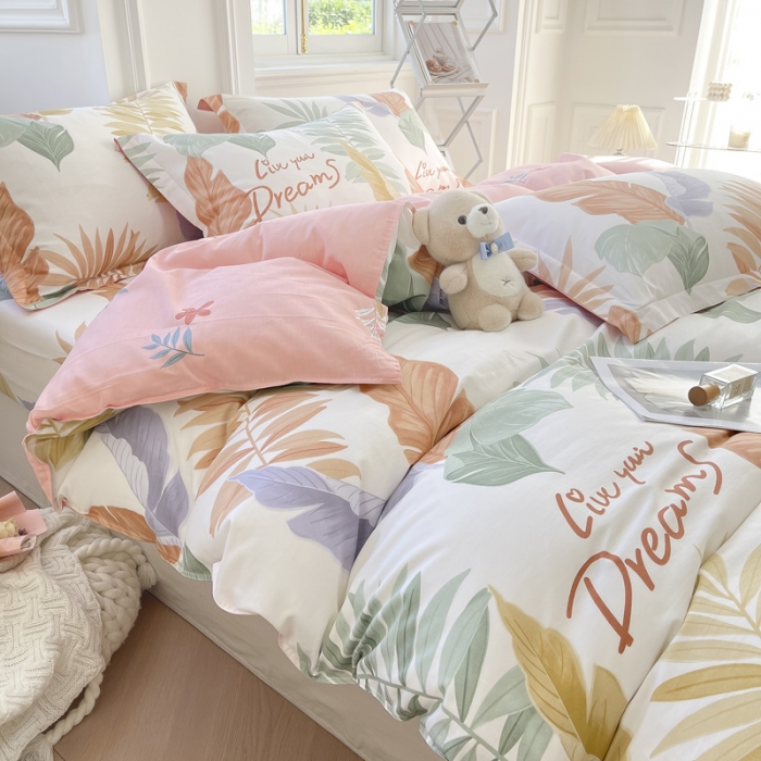 91家纺网 家纺一手货源 找家纺 绵庭 2022年秋冬12868全棉四件套 羽叶情