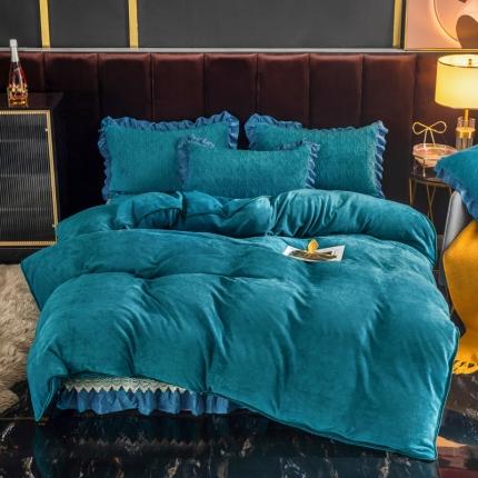 91家纺网 家纺一手货源 找家纺 （总）冬然 2024新款床盖牛奶绒夹棉床裙四件套单床裙单被套