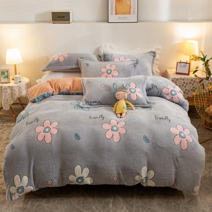 91家纺网 家纺一手货源 找家纺 优家居 2023新款加厚保暖雪花绒四件套 春风里