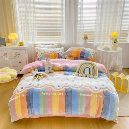 91家纺网 家纺一手货源 找家纺 （总）优家居 2023新款加厚保暖雪花绒四件套