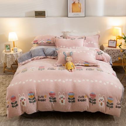 91家纺网 家纺一手货源 找家纺 （总）优家居 2023新款加厚保暖雪花绒四件套