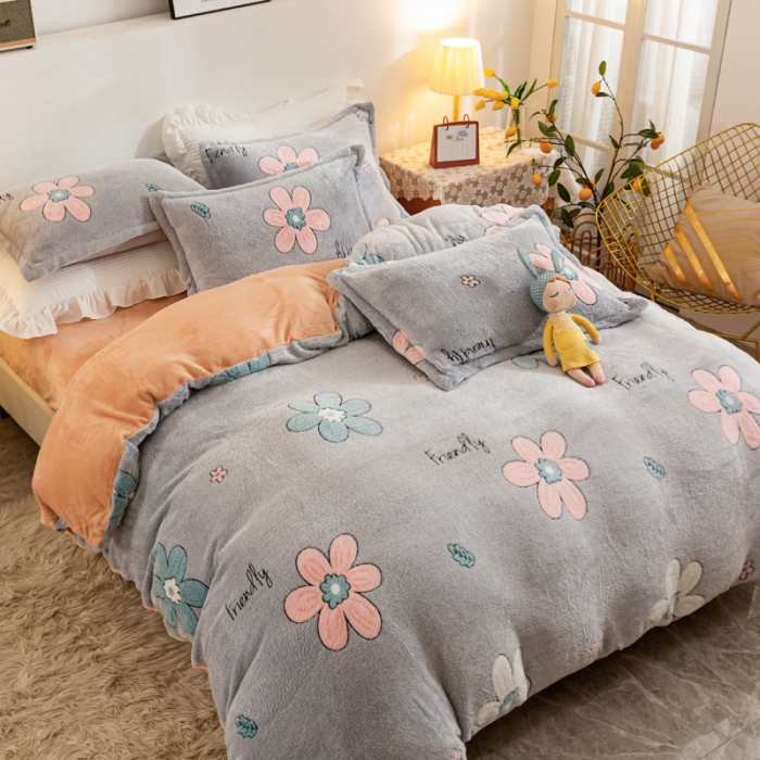 91家纺网 家纺一手货源 找家纺 优家居 2023新款加厚保暖雪花绒四件套 春风里