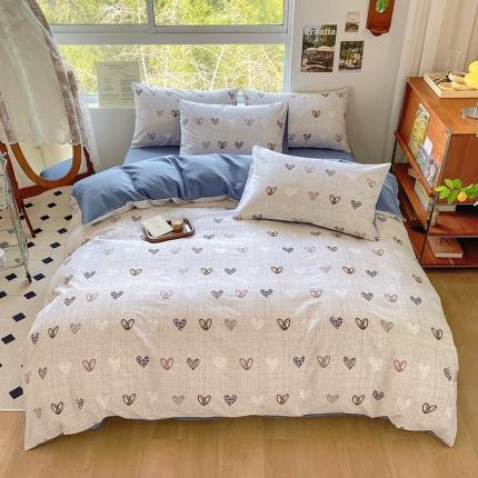 91家纺网 家纺一手货源 找家纺 田野 2022新款全棉加厚磨毛四件套 爱心