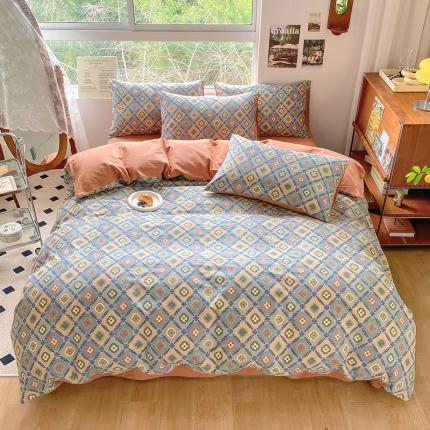 91家纺网 家纺一手货源 找家纺 田野 2022新款全棉加厚磨毛四件套 梵希