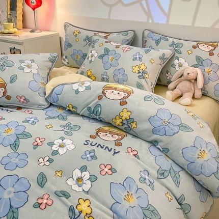 91家纺网 家纺一手货源 找家纺 （总）塔塔 2025新款直播爆款高克重圆网包边牛奶绒单被套