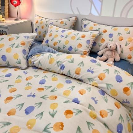 91家纺网 家纺一手货源 找家纺 （总）塔塔 2025新款直播爆款高克重圆网包边牛奶绒四件套