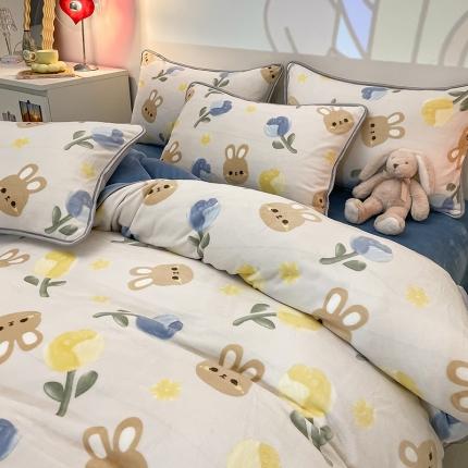 91家纺网 家纺一手货源 找家纺 （总）塔塔 2025新款直播爆款高克重圆网包边牛奶绒四件套