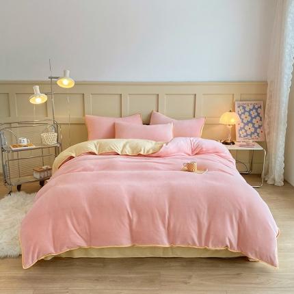 91家纺网 家纺一手货源 找家纺 吾诺 2022新款贝壳边四件套 贝壳粉