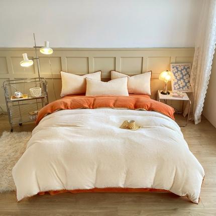 91家纺网 家纺一手货源 找家纺 （总）吾诺 2022 贝壳边牛奶绒四件套 贝壳针三角针四件套