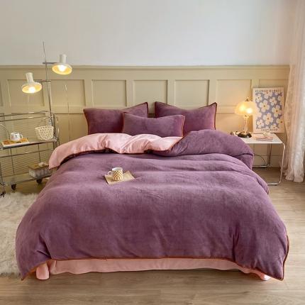 91家纺网 家纺一手货源 找家纺 吾诺 2022新款贝壳边四件套 贝壳紫