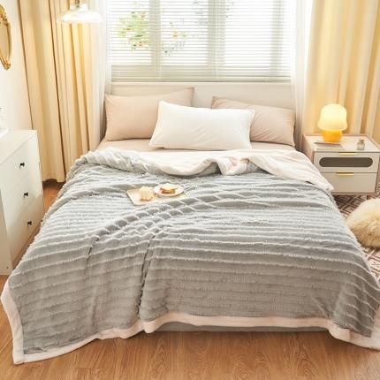 91家纺网 家纺一手货源 找家纺 吾诺 2022新款流苏绒多功能毯 浅灰流苏毯