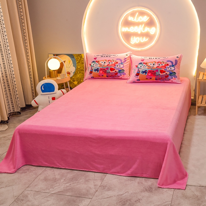 91家纺网 家纺一手货源 找家纺 ds生活馆2025新款大版卡通水晶牛奶珊瑚绒单被套三四件套 伙伴星黛露