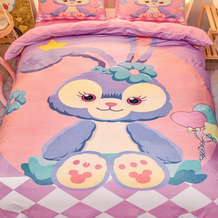 91家纺网 家纺一手货源 找家纺 ds生活馆2025新款大版卡通水晶牛奶珊瑚绒单被套三四件套 星黛露紫