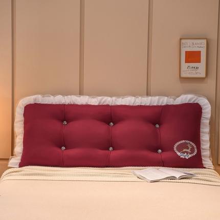 91家纺网 家纺一手货源 找家纺 一兰 韩式公主风刺绣床靠背-一鹿有你 一鹿有你-醉酒红