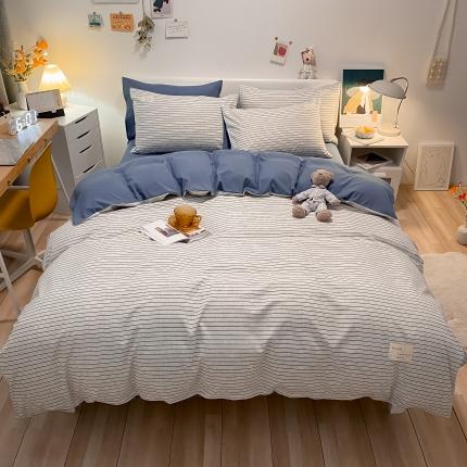 91家纺网 家纺一手货源 找家纺 总（玉海棠）2022新款日式简约风美棉水洗棉四件套单被套