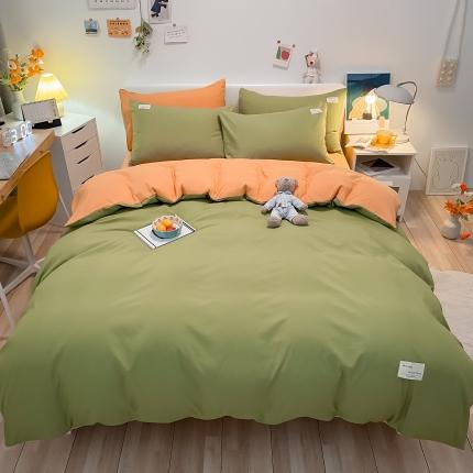 91家纺网 家纺一手货源 找家纺 总（玉海棠）2022新款日式简约风美棉水洗棉四件套单被套