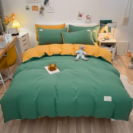 91家纺网 家纺一手货源 找家纺 总（玉海棠）2022新款日式简约风美棉水洗棉四件套单被套