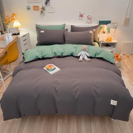 91家纺网 家纺一手货源 找家纺 总（玉海棠）2022新款日式简约风美棉水洗棉四件套单被套