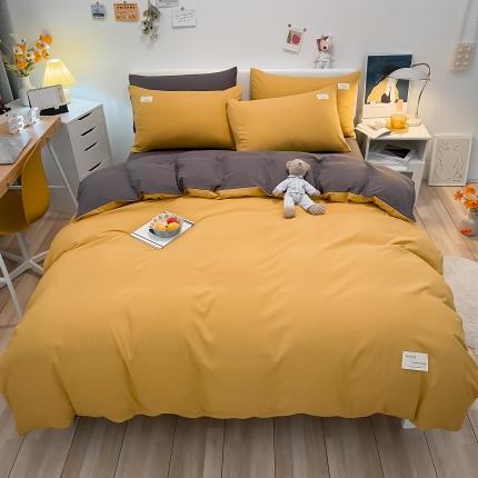 91家纺网 家纺一手货源 找家纺 总（玉海棠）2022新款日式简约风美棉水洗棉四件套单被套