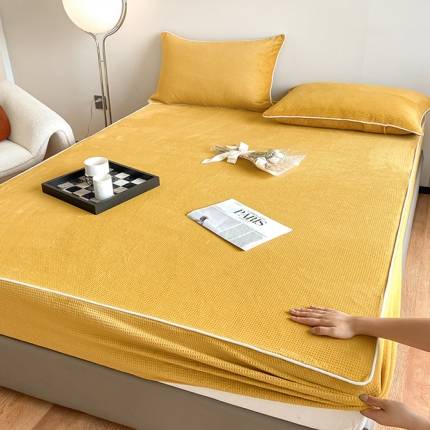 91家纺网 家纺一手货源 找家纺 （总）可恩欣 超柔全消光牛奶绒华夫格床笠高颜值百搭床垫保护套