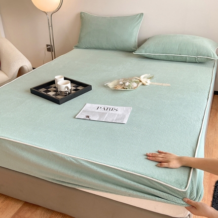 91家纺网 家纺一手货源 找家纺 （总）可恩欣 超柔全消光牛奶绒华夫格床笠高颜值百搭床垫保护套