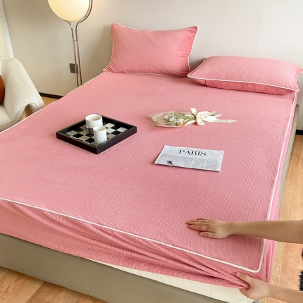 91家纺网 家纺一手货源 找家纺 （总）可恩欣 超柔全消光牛奶绒华夫格床笠高颜值百搭床垫保护套