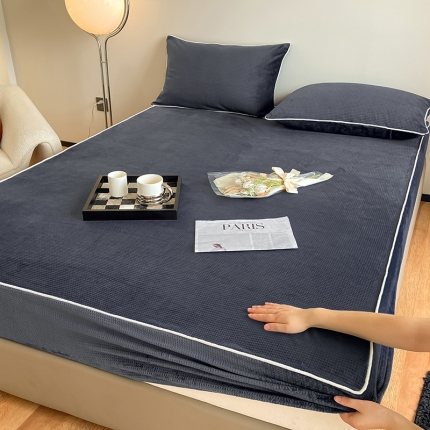 91家纺网 家纺一手货源 找家纺 （总）可恩欣 超柔全消光牛奶绒华夫格床笠高颜值百搭床垫保护套