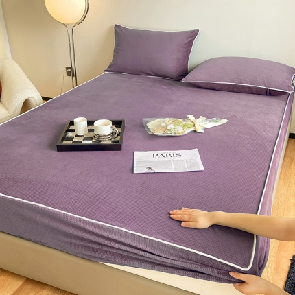 91家纺网 家纺一手货源 找家纺 （总）可恩欣 超柔全消光牛奶绒华夫格床笠高颜值百搭床垫保护套