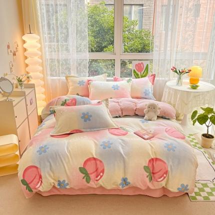 91家纺网 家纺一手货源 找家纺 2022慕尚高克重田园风牛奶绒系列单被套 桃桃