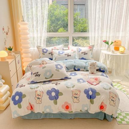 91家纺网 家纺一手货源 找家纺 （总）2022慕尚高克重田园风牛奶绒系列单被套