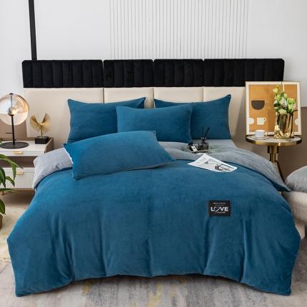 91家纺网 家纺一手货源 找家纺 （总）鸿羽樱2024新款纯色印花牛奶绒四件套