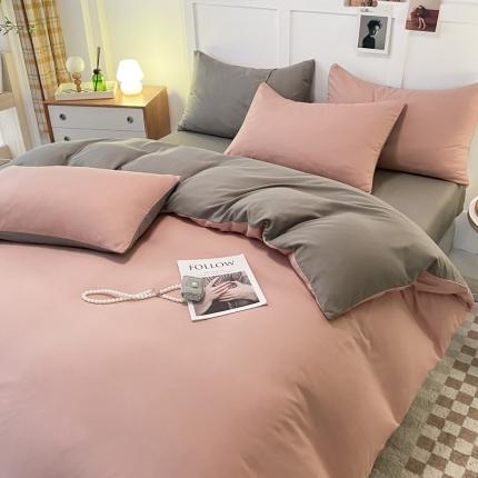 91家纺网 家纺一手货源 找家纺 （总）米瑞娜2022新款纯色磨毛双拼四件套