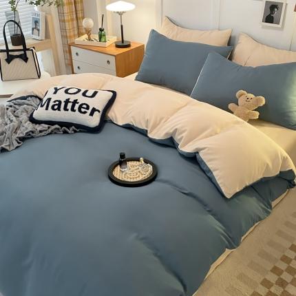 91家纺网 家纺一手货源 找家纺 （总）米瑞娜2022新款纯色磨毛双拼四件套