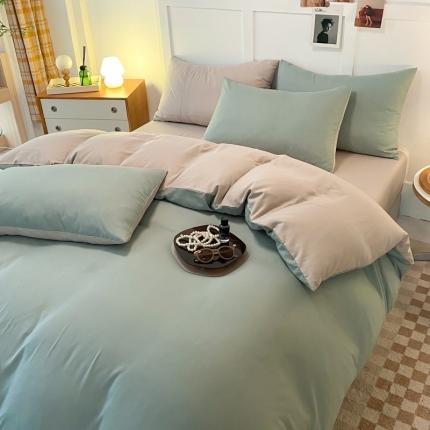 91家纺网 家纺一手货源 找家纺 （总）米瑞娜2022新款纯色磨毛双拼四件套