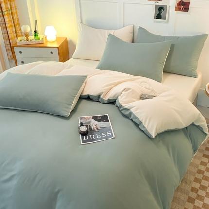 91家纺网 家纺一手货源 找家纺 （总）米瑞娜2022新款纯色磨毛双拼四件套