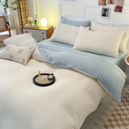 91家纺网 家纺一手货源 找家纺 （总）米瑞娜2022新款纯色磨毛双拼四件套