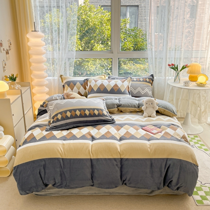 91家纺网 家纺一手货源 找家纺 2022慕尚高克重田园风牛奶绒系列单被套 古雅