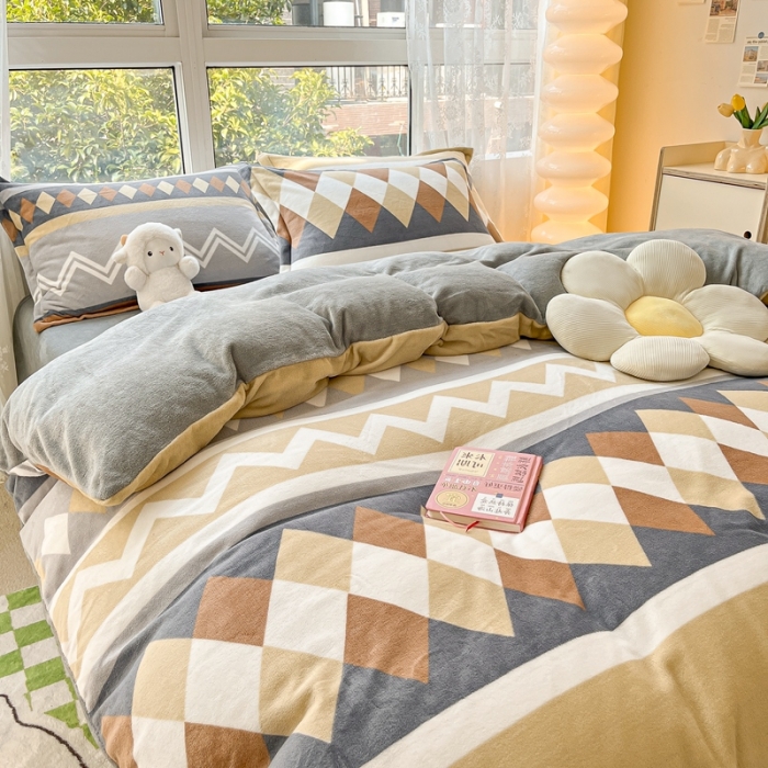 91家纺网 家纺一手货源 找家纺 2022慕尚高克重田园风牛奶绒系列单被套 古雅