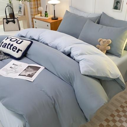 91家纺网 家纺一手货源 找家纺 （总）米瑞娜2022新款纯色磨毛双拼四件套