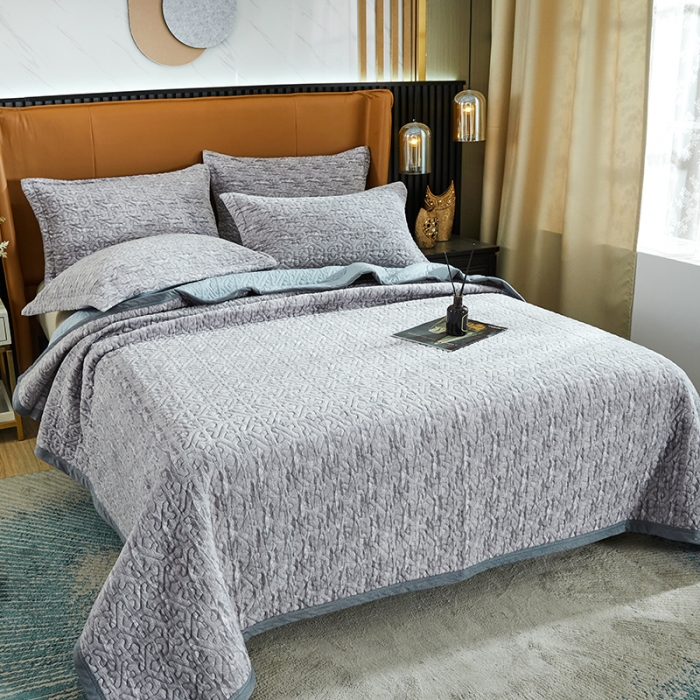 91家纺网 家纺一手货源 找家纺 佳梦家纺2022新款脏脏色织牛奶绒盖毯 脏脏-中灰