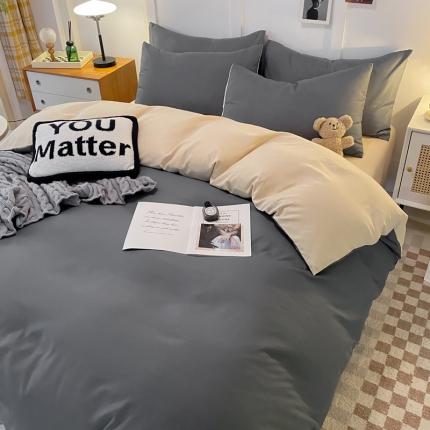 91家纺网 家纺一手货源 找家纺 （总）米瑞娜2022新款纯色磨毛双拼四件套