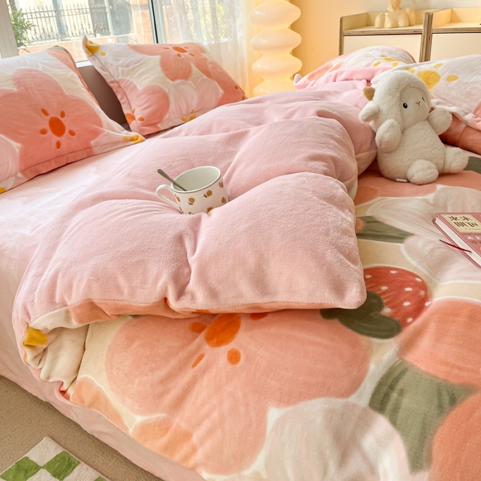 91家纺网 家纺一手货源 找家纺 2022慕尚高克重田园风牛奶绒系列单被套 花蕾