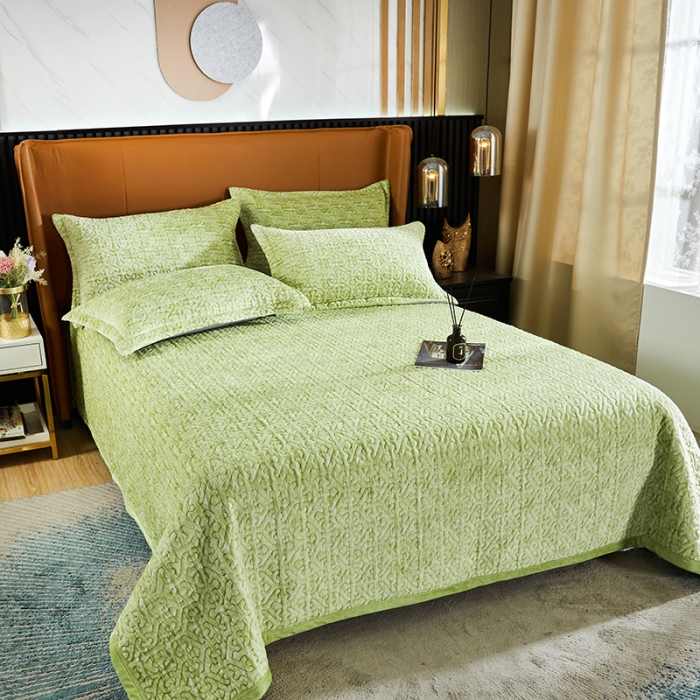 91家纺网 家纺一手货源 找家纺 佳梦家纺2022新款脏脏色织牛奶绒盖毯 脏脏-果绿