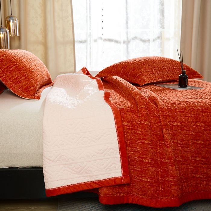91家纺网 家纺一手货源 找家纺 佳梦家纺2022新款脏脏色织牛奶绒盖毯 脏脏-橘红