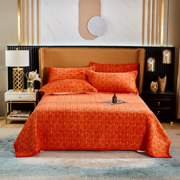 91家纺网 家纺一手货源 找家纺 佳梦家纺2022新款脏脏色织牛奶绒盖毯 脏脏-橘红