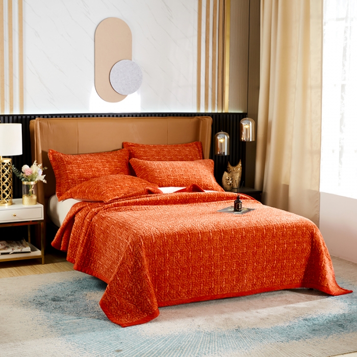 91家纺网 家纺一手货源 找家纺 佳梦家纺2022新款脏脏色织牛奶绒盖毯 脏脏-橘红