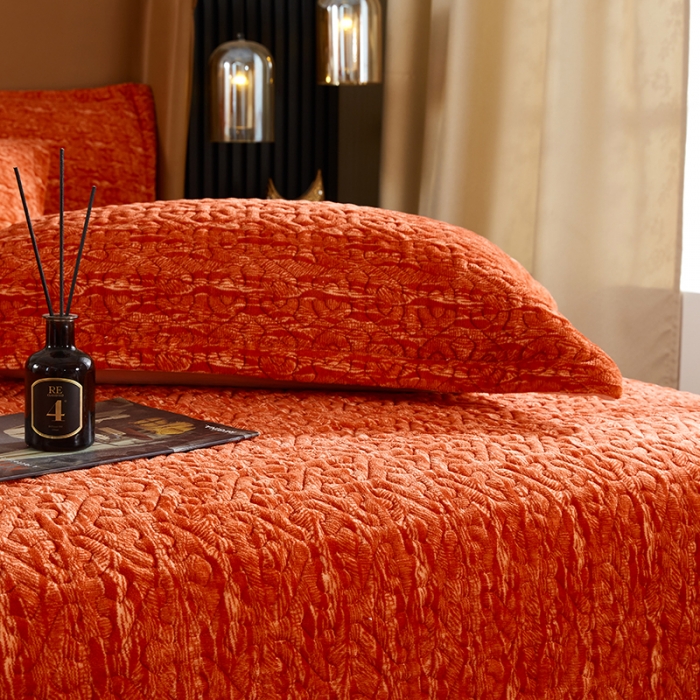 91家纺网 家纺一手货源 找家纺 佳梦家纺2022新款脏脏色织牛奶绒盖毯 脏脏-橘红