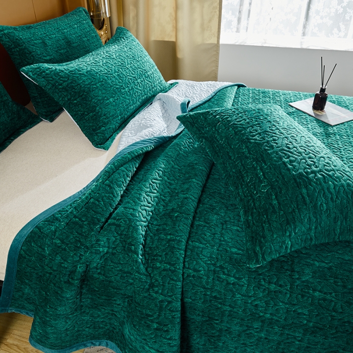 91家纺网 家纺一手货源 找家纺 佳梦家纺2022新款脏脏色织牛奶绒盖毯 脏脏-墨绿